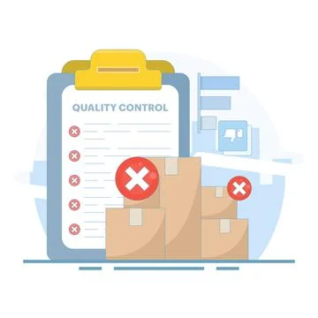 Quality control concept that directs product rejection during inspection. Stock Illustration