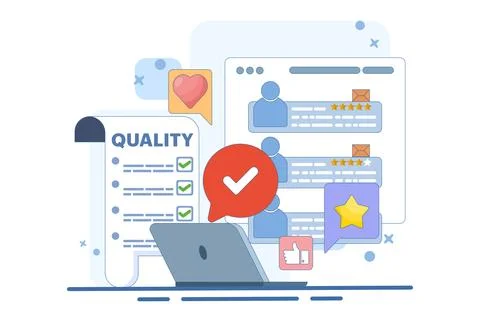 Quality control concept implementing quality control process Illustrazione stock