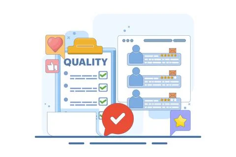 Quality control concept implementing quality control process イラスト素材