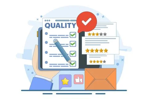 Quality control concept implementing quality control process Stock Illustration