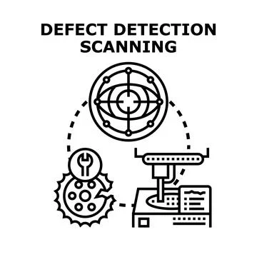Quality control defect detection scanning process icon Stock Illustration