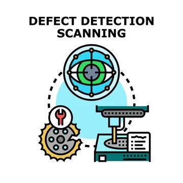 Quality control defect detection scanning process icon Stock Illustration