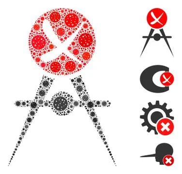 Quality Control Failed Collage of Covid Virus Elements Illustrazione stock