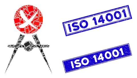 Quality Control Failed Mosaic and Grunge Rectangle ISO 14001 Watermarks 스톡 일러스트