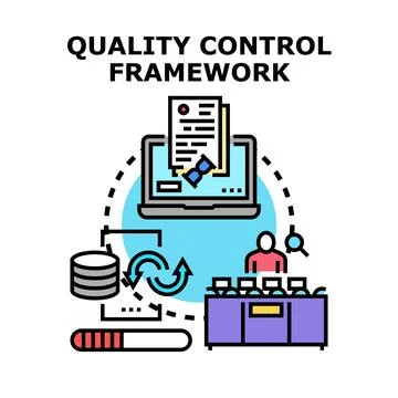 Quality control framework managing production process Stock Illustration