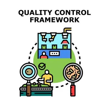 Quality control framework process checking products on production line Stock Illustration