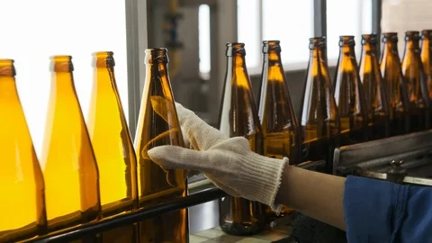 Quality control of glass containers in industrial factory. Stock Footage 108403003