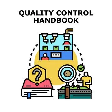Quality control handbook guiding production process checking Stockillustratie