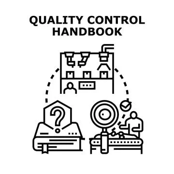 Quality control handbook guiding production process checking Stockillustratie