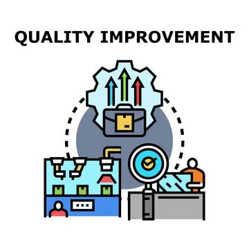 Quality control improving business process management constantly Stock Illustration