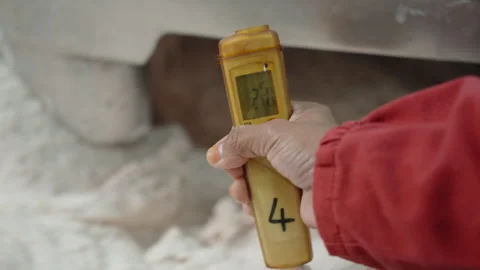 Quality Control Inspector Checking Dough Temperature in Mixer Stock Footage 341308376