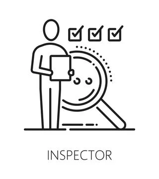 Quality control inspector inspection line icon Stock Illustration