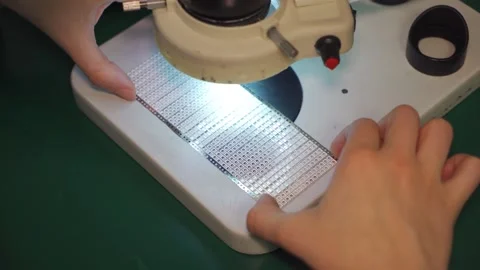 Quality control of LED panel production. Close-up of hand of technologist Stock Footage 315052462