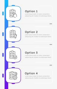 Quality control lifecycle infographic 4 steps Stock Illustration