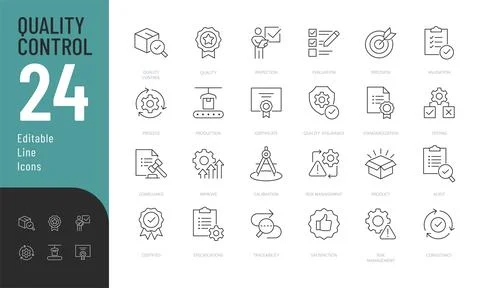 Quality Control Line Editable Icons set. Stock Illustration