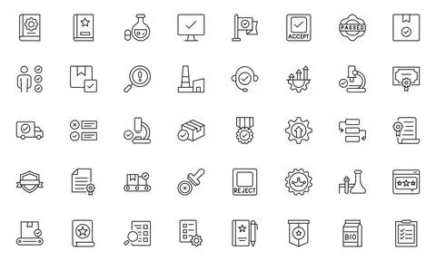 Quality Control line icon set. Included the icons as inspect, QA, qualify, .. Stock Illustration