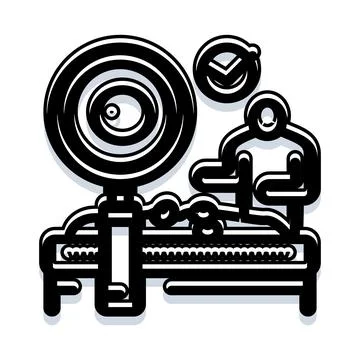 Quality control manufacturing process inspection magnifying glass Stockillustratie