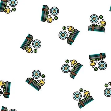 Quality control olive production vector seamless pattern Stock Illustration