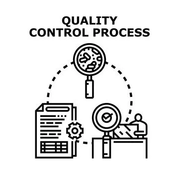 Quality control process analyzing product standards and defects Illustrazione stock