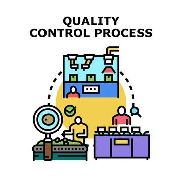 Quality control process ensuring product standards and inspection Stock Illustration