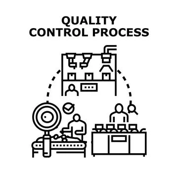 Quality control process ensuring product standards and inspection Illustrazione stock