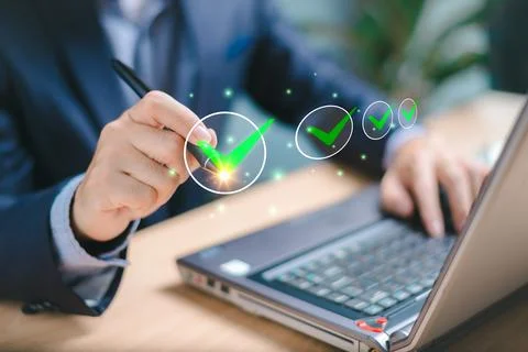 Quality Control QC, certification guarantee concept. Quality system control m Stock Photos