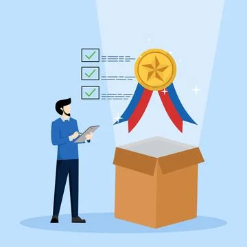 Quality control, quality assurance, process to provide product and service. Stock Illustration