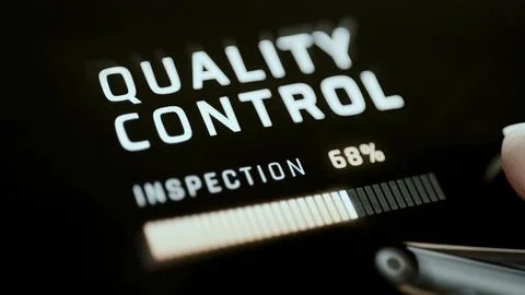Quality control screen displays 68 percent inspection Stock Photos