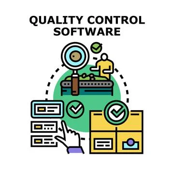 Quality control software managing production and inspection process Illustrazione stock