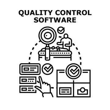 Quality control software managing production and inspection process Illustrazione stock