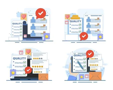 Quality control specialist and team implementing quality control processes Stock-Illustration