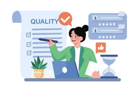 Quality control specialist implementing quality processes. イラスト素材