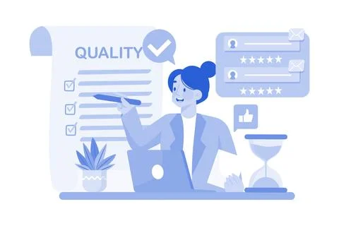 Quality control specialist implementing quality processes. イラスト素材
