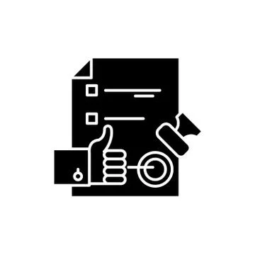 Quality control system black icon, vector sign on isolated background. Quality Illustrazione stock