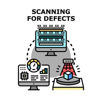 Quality control system performing product inspection scan 스톡 일러스트