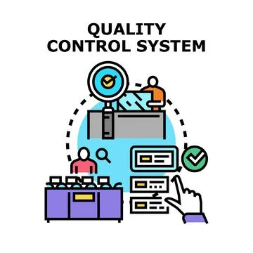 Quality control system verifying product standards and compliance Stock Illustration