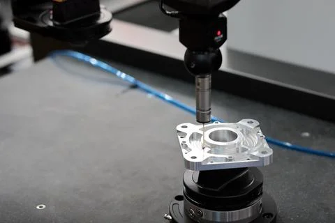 Quality control test of CNC milling process Stock Photos