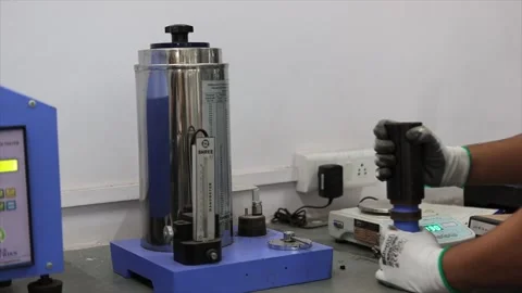 Quality control testing process with black soil. Stock Footage 313184018