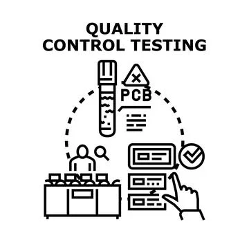 Quality control testing product research and analysis procedure Stock Illustration