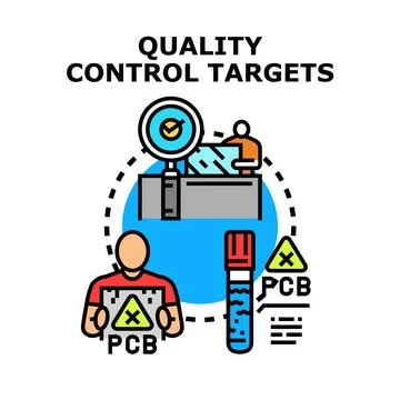 Quality control testing reaching industry targets concept Stock Illustration