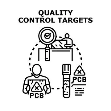 Quality control testing reaching industry targets concept Stockillustratie