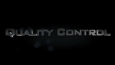 Quality Control title metal text on black alpha channel background Stock Footage 295890260