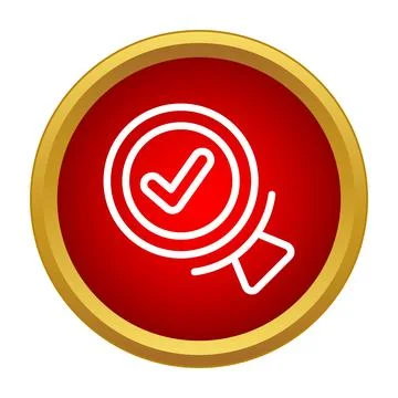 Quality control verification icon with magnifying glass Stock Illustration