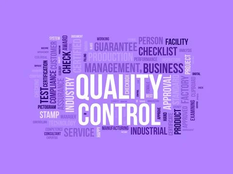 Quality Control wordcloud template. Business concept vector background. Иллюстрация