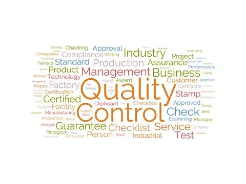 Quality Control wordcloud template. Business concept vector background. Stock Illustration