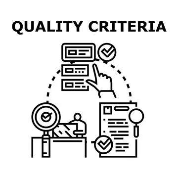 Quality criteria evaluation check approval process concept Illustrazione stock