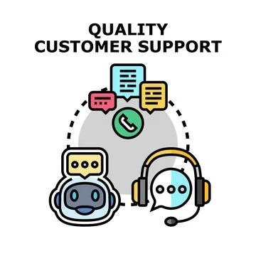 Quality customer support service using modern technology concept Stock Illustration