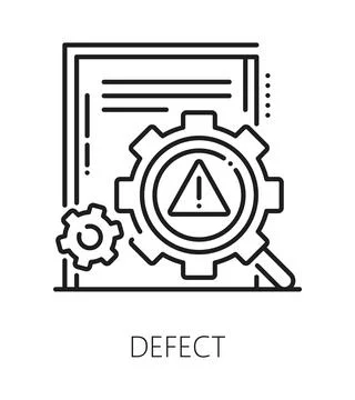 Quality defect inspection line icon or label Stock Illustration