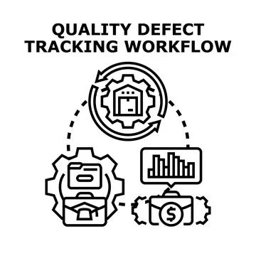 Quality defect tracking workflow optimizing production process 스톡 일러스트