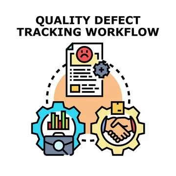 Quality defect tracking workflow process improvement illustration 스톡 일러스트
